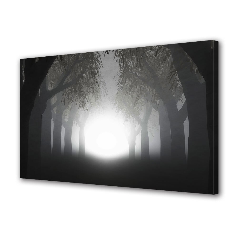 Tablou Canvas Premium ArtDeco, Padure in alb si negru, Panza pe cadru de lemn, Decoratiuni Moderne pentru Casa, 80 x 120 cm