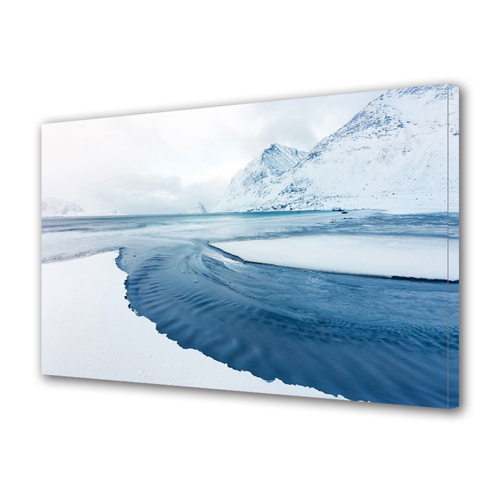 Tablou Canvas Led cu Intrerupator, Luminos in Intuneric, Premium, Art Star, Frumusete de iarna, Panza pe cadru de lemn, Decoratiuni Moderne pentru Casa, 60 x 90 cm