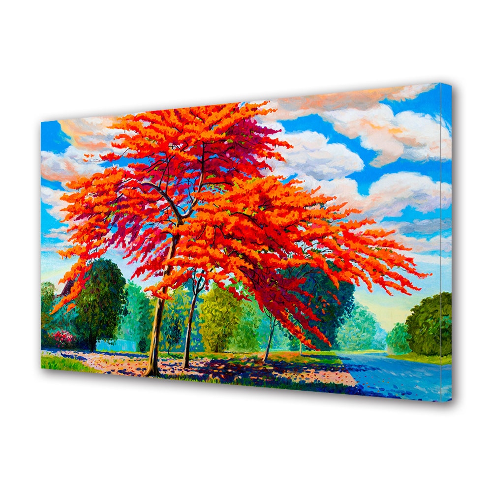 Tablou Canvas Premium ArtDeco, Pata de culoare in natura pictata, Panza pe cadru de lemn, Decoratiuni Moderne pentru Casa, 80 x 120 cm