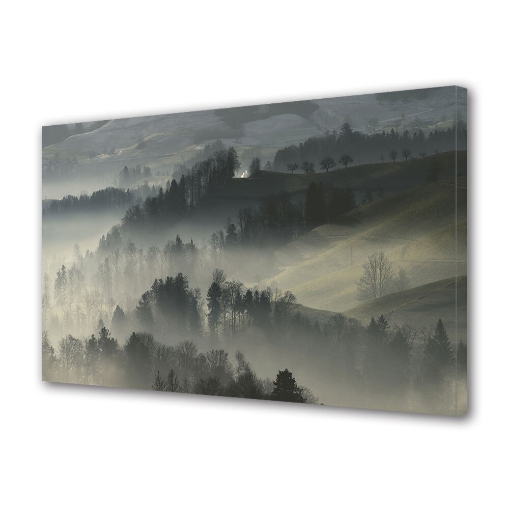 Tablou Canvas Premium ArtDeco, Ceata printre dealuri, Panza pe cadru de lemn, Decoratiuni Moderne pentru Casa, 50 x 70 cm