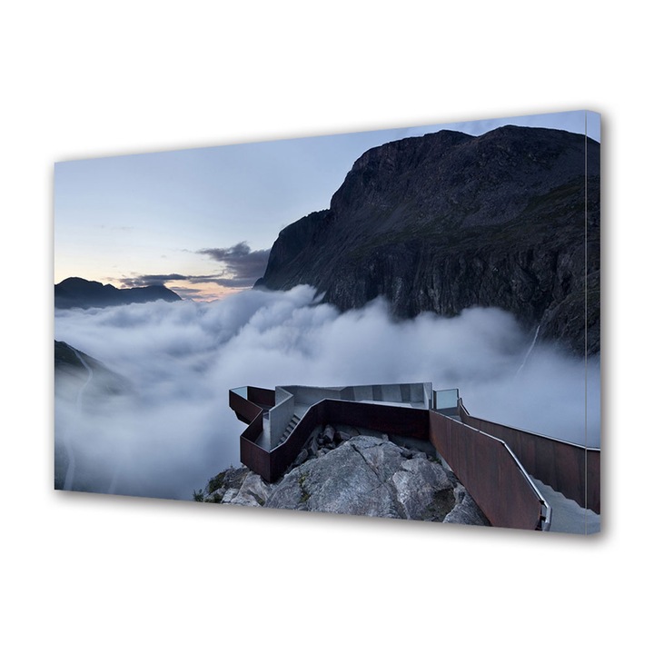 Tablou Canvas Premium ArtDeco, Munte deasupra norilor, Panza pe cadru de lemn, Decoratiuni Moderne pentru Casa, 40 x 60 cm