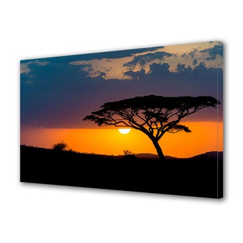 Tablou Canvas Premium ArtDeco, Silueta de copac in savana, Panza pe cadru de lemn, Decoratiuni Moderne pentru Casa, 20 x 30 cm Tablou Canvas Premium ArtDeco, Silueta de copac in savana, Panza pe cadru de lemn, Decoratiuni Moderne pentru Casa, 20 x 30 cm