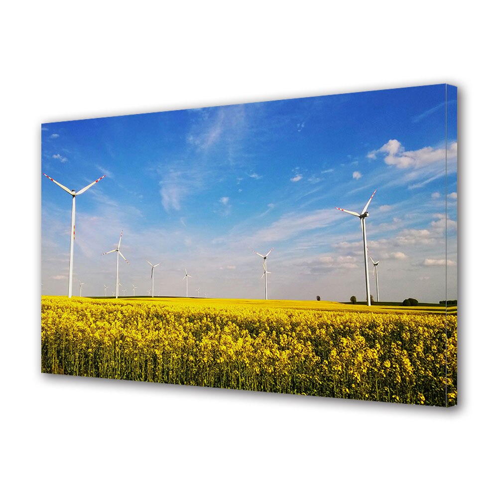 Tablou Canvas Premium ArtDeco, Eoliene pe campul inflorit, Panza pe cadru de lemn, Decoratiuni Moderne pentru Casa, 80 x 120 cm