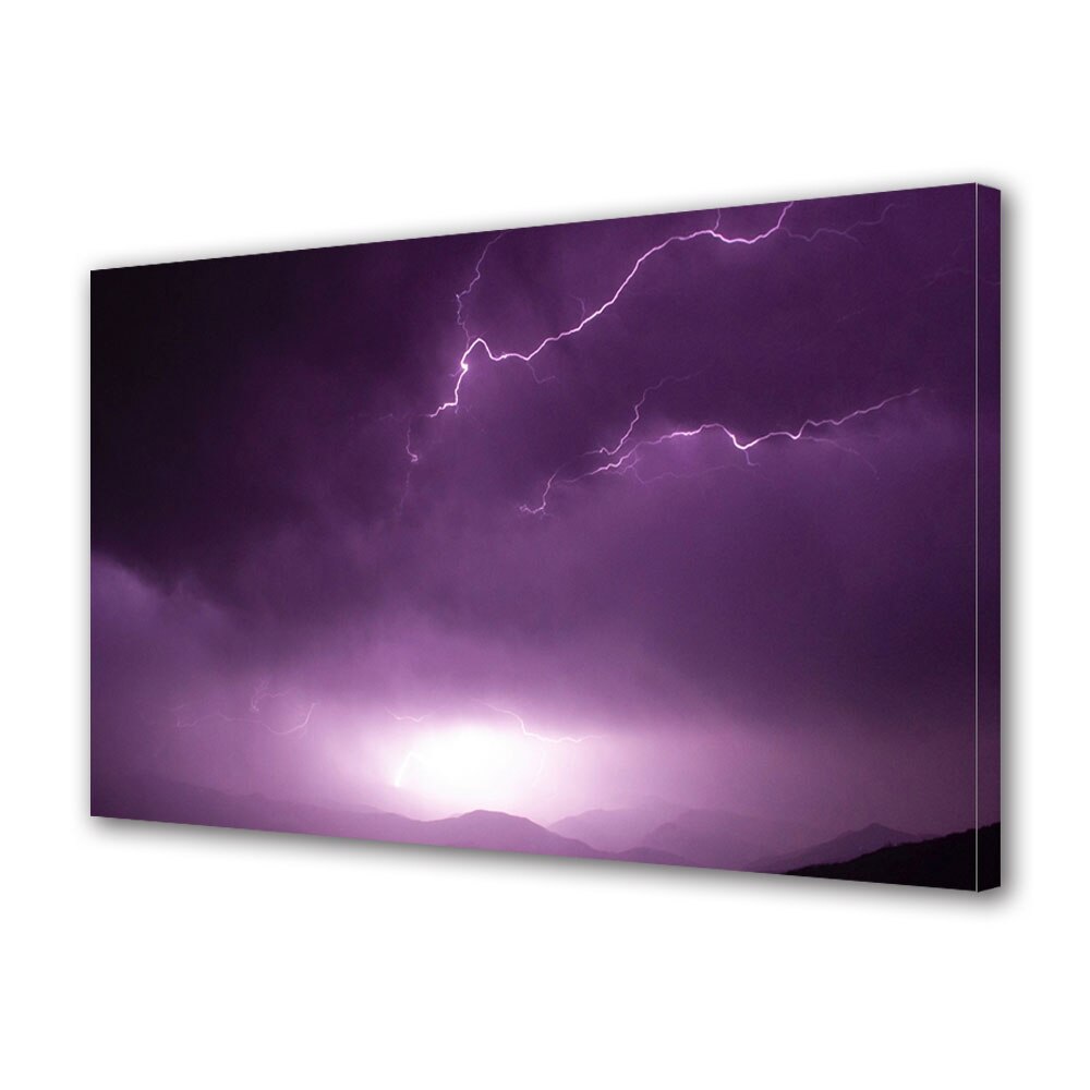 Tablou Canvas Premium ArtDeco, Fulger violet, Panza pe cadru de lemn, Decoratiuni Moderne pentru Casa, 20 x 30 cm