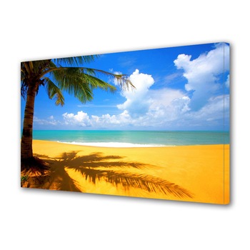 Tablou Canvas Premium ArtDeco, Palmier pe plaja insorita, Panza pe cadru de lemn, Decoratiuni Moderne pentru Casa, 50 x 70 cm Tablou Canvas Premium ArtDeco, Palmier pe plaja insorita, Panza pe cadru de lemn, Decoratiuni Moderne pentru Casa, 50 x 70 cm