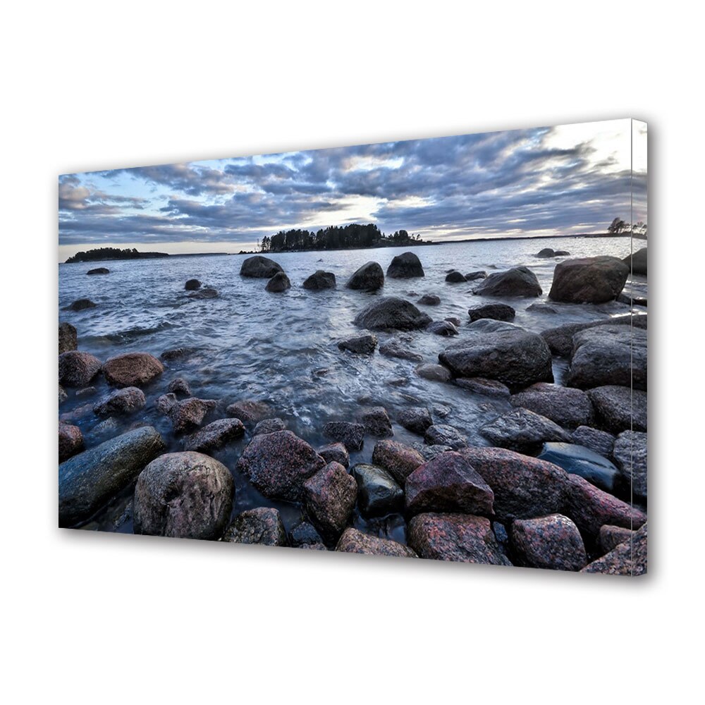 Tablou Canvas Premium ArtDeco, Pietre in apa, Panza pe cadru de lemn, Decoratiuni Moderne pentru Casa, 80 x 120 cm