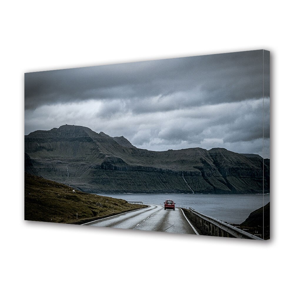 Tablou Canvas Premium ArtDeco, Drum langa ocean inainte de furtuna, Panza pe cadru de lemn, Decoratiuni Moderne pentru Casa, 70 x 100 cm