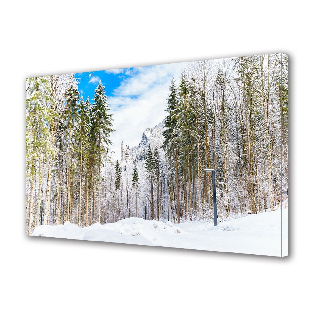 Tablou Canvas Premium ArtDeco, Castelul din inima padurii inghetate, Panza pe cadru de lemn, Decoratiuni Moderne pentru Casa, 80 x 120 cm