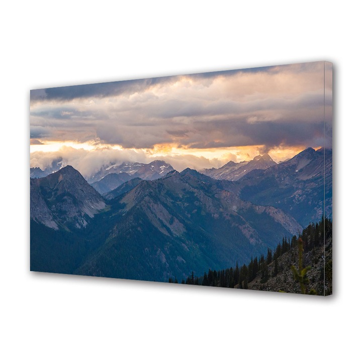 Tablou Canvas Fosforescent, Luminos in Intuneric, Premium, Art Star, Nori deasupra crestelor, Peisaje, Panza pe cadru de lemn, Decoratiuni Moderne pentru Casa, 20 x 30 cm