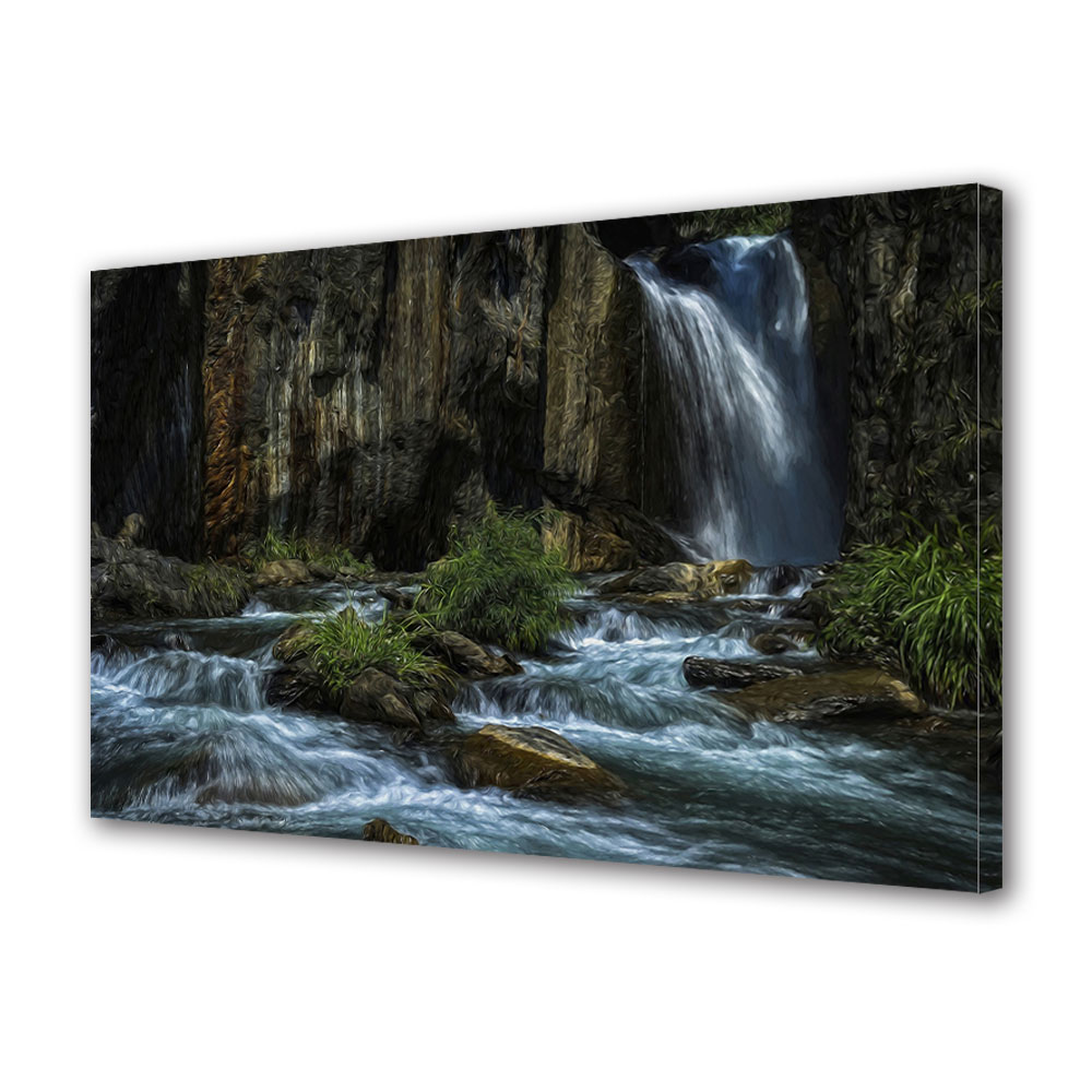 Tablou Canvas Premium ArtDeco, Apa printre stanci, Panza pe cadru de lemn, Decoratiuni Moderne pentru Casa, 70 x 100 cm