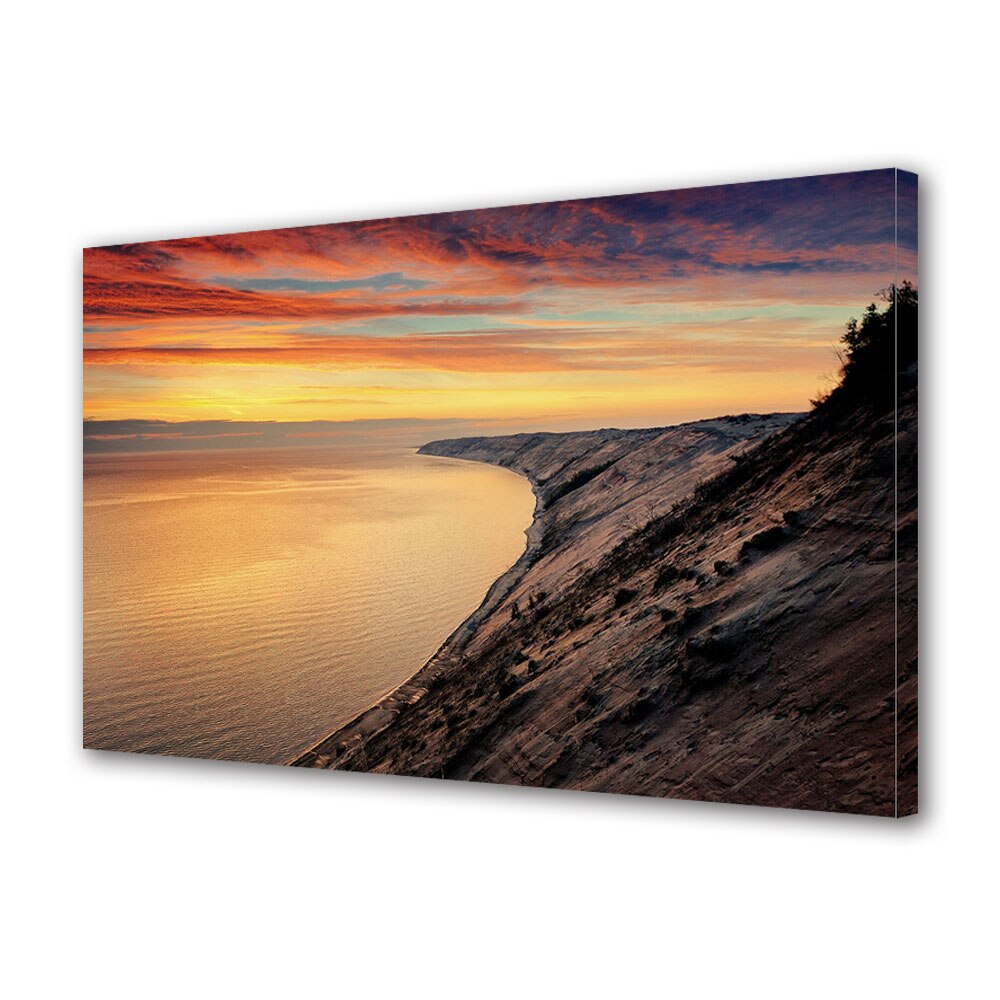 Tablou Canvas Premium ArtDeco, Ape linistite in lumina calda, Panza pe cadru de lemn, Decoratiuni Moderne pentru Casa, 30 x 45 cm