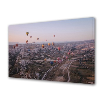 Tablou Canvas Premium ArtDeco, Baloane cu aer cald deasupra muntilor, Panza pe cadru de lemn, Decoratiuni Moderne pentru Casa, 70 x 100 cm Tablou Canvas Premium ArtDeco, Baloane cu aer cald deasupra muntilor, Panza pe cadru de lemn, Decoratiuni Moderne pentru Casa, 70 x 100 cm