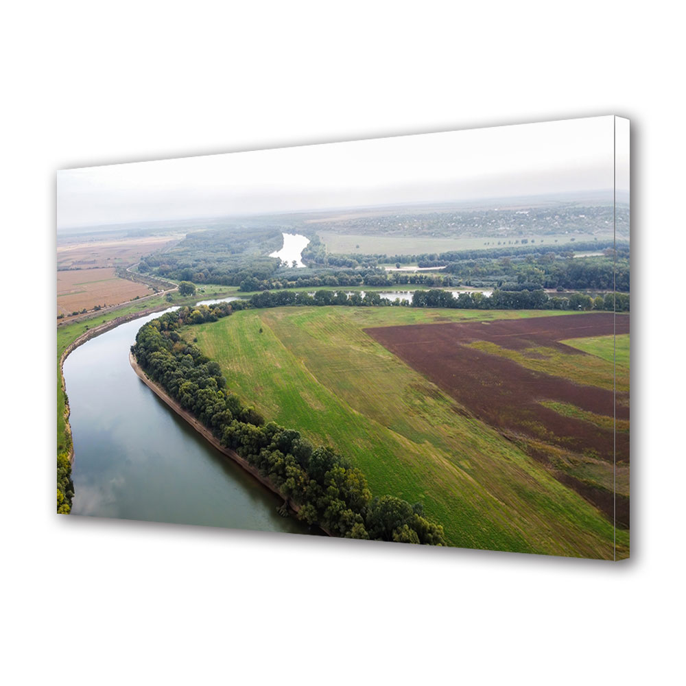 Tablou Canvas Premium ArtDeco, Camp traversat de apa, Panza pe cadru de lemn, Decoratiuni Moderne pentru Casa, 40 x 60 cm