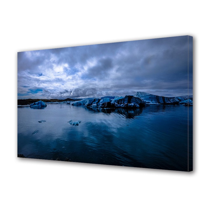 Tablou Canvas Led cu Intrerupator, Luminos in Intuneric, Premium, Art Star, Priveliste inghetata, Panza pe cadru de lemn, Decoratiuni Moderne pentru Casa, 30 x 45 cm