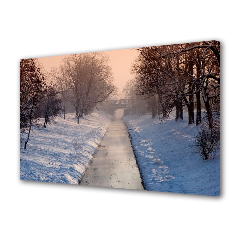 Tablou Canvas Premium ArtDeco, Parau inghetat iarna, Panza pe cadru de lemn, Decoratiuni Moderne pentru Casa, 70 x 100 cm