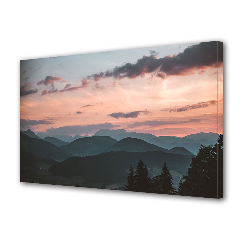 Tablou Canvas Premium ArtDeco, Dealuri fantomatice la apus, Panza pe cadru de lemn, Decoratiuni Moderne pentru Casa, 80 x 160 cm