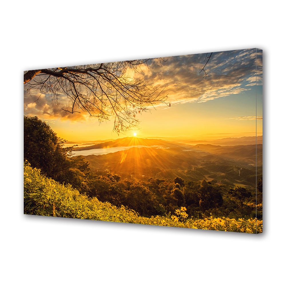 Tablou Canvas Premium ArtDeco, Stralucire galbena, Panza pe cadru de lemn, Decoratiuni Moderne pentru Casa, 80 x 120 cm