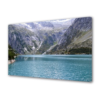 Tablou Canvas Premium ArtDeco, Lac albastru ascuns printre munti, Panza pe cadru de lemn, Decoratiuni Moderne pentru Casa, 40 x 60 cm Tablou Canvas Premium ArtDeco, Lac albastru ascuns printre munti, Panza pe cadru de lemn, Decoratiuni Moderne pentru Casa, 40 x 60 cm