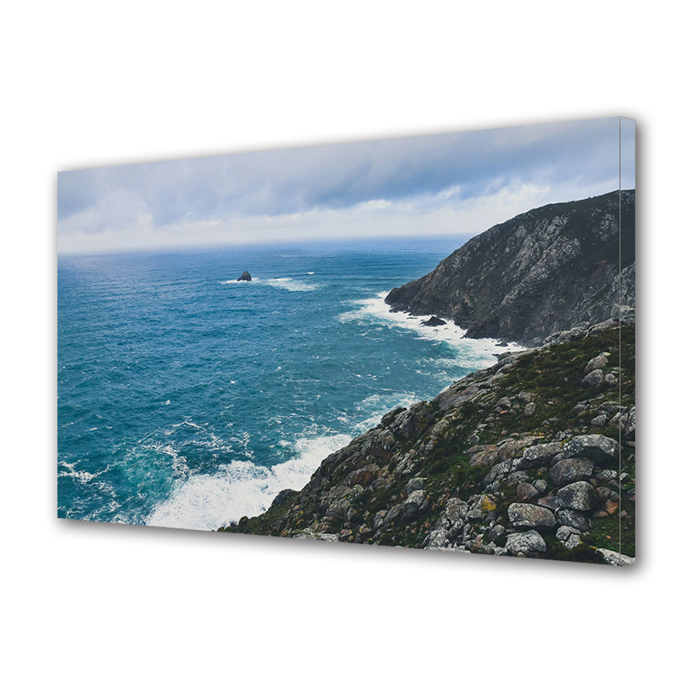 Tablou Canvas Premium ArtDeco, Ocean estompat, Panza pe cadru de lemn, Decoratiuni Moderne pentru Casa, 80 x 120 cm