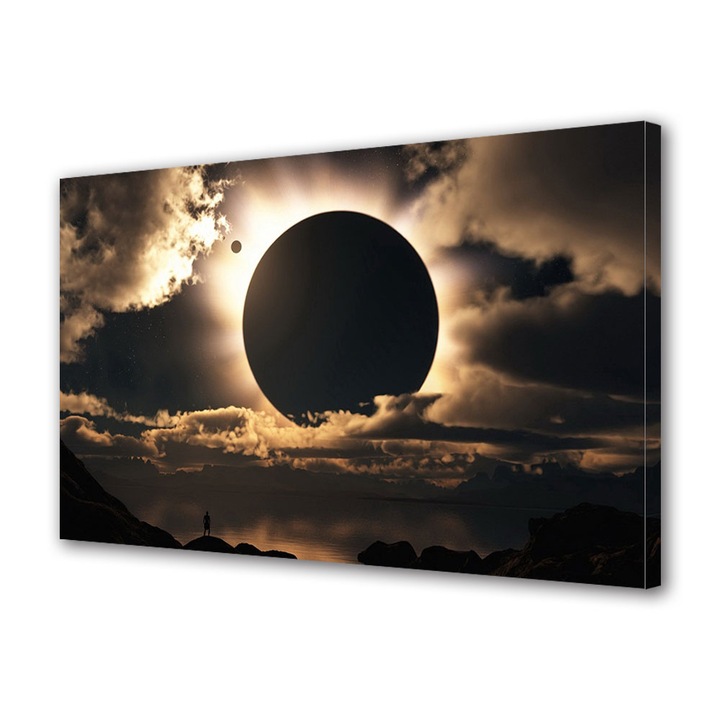 Tablou Canvas Fosforescent, Luminos in Intuneric, Premium, Art Star, Eclipsa, Peisaje, Panza pe cadru de lemn, Decoratiuni Moderne pentru Casa, 70 x 100 cm