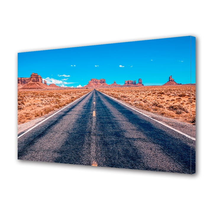 Tablou Canvas Led cu Intrerupator, Luminos in Intuneric, Premium, Art Star, Pe drum, Panza pe cadru de lemn, Decoratiuni Moderne pentru Casa, 60 x 90 cm