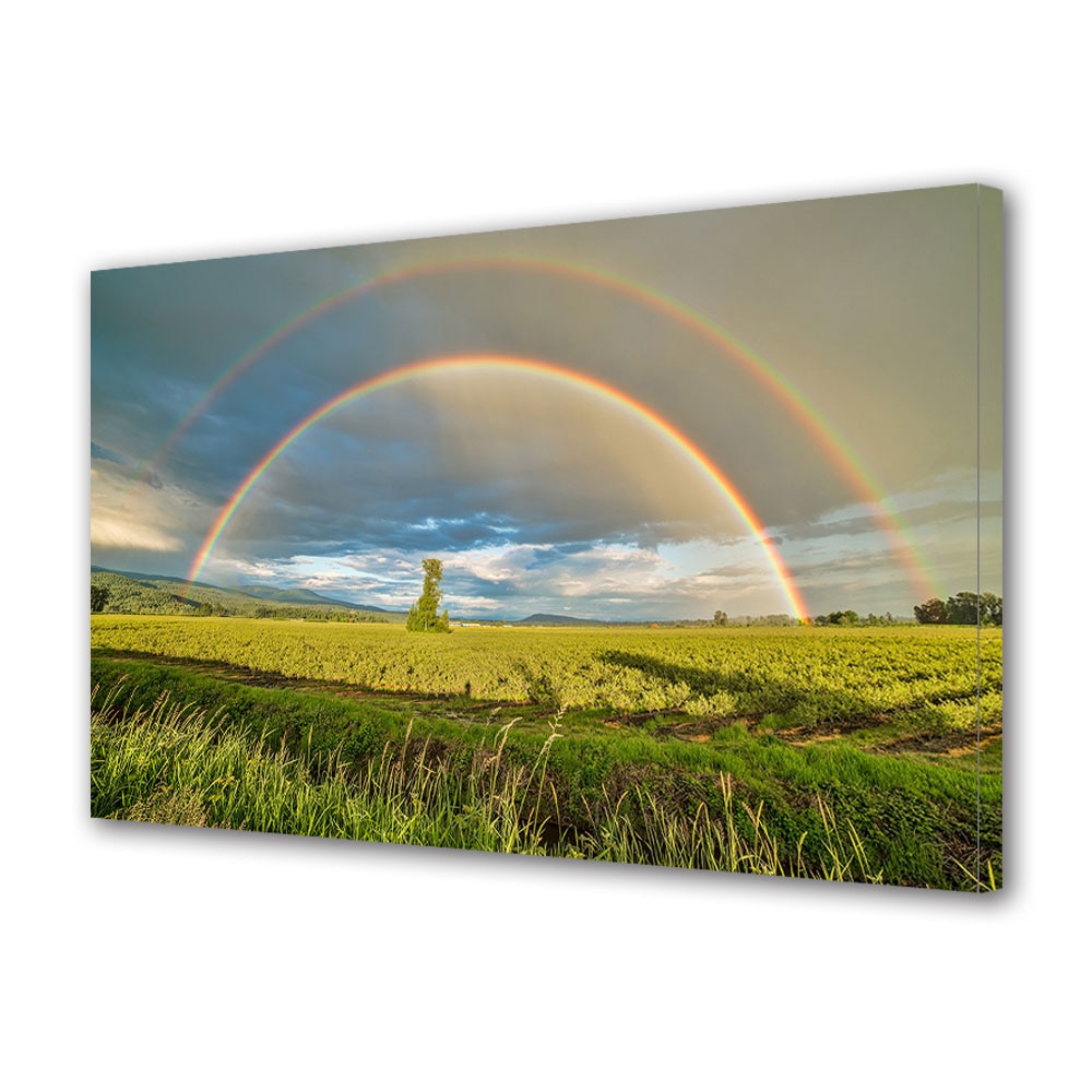 Tablou Canvas Premium ArtDeco, Curcubeu simetric, Panza pe cadru de lemn, Decoratiuni Moderne pentru Casa, 50 x 70 cm
