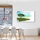 Tablou Canvas Premium ArtDeco, Copac pictat pe dealul verde, Panza pe cadru de lemn, Decoratiuni Moderne pentru Casa, 70 x 100 cm