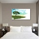 Tablou Canvas Premium ArtDeco, Copac pictat pe dealul verde, Panza pe cadru de lemn, Decoratiuni Moderne pentru Casa, 70 x 100 cm