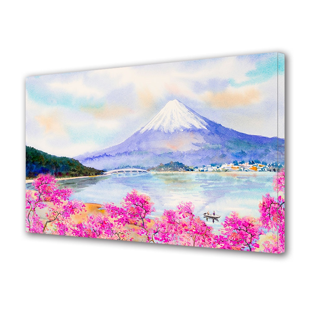 Tablou Canvas Premium ArtDeco, Flori roz de cires, Panza pe cadru de lemn, Decoratiuni Moderne pentru Casa, 80 x 120 cm