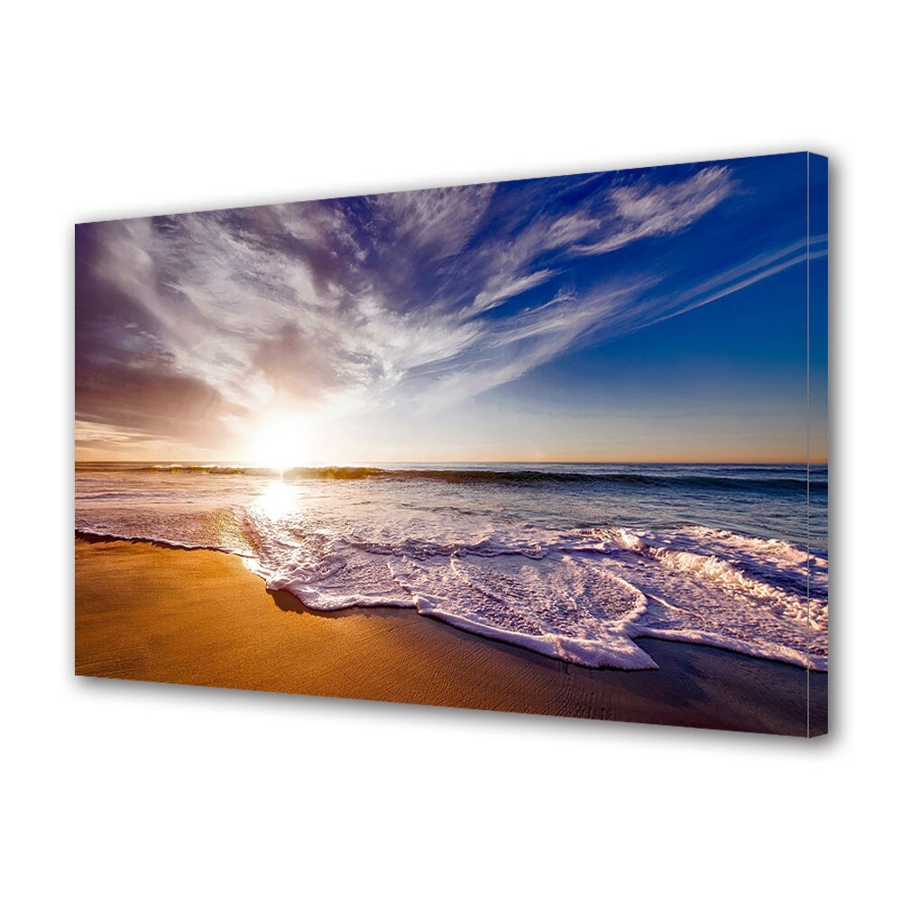 Tablou Canvas Premium ArtDeco, Pe plaja la rasarit, Panza pe cadru de lemn, Decoratiuni Moderne pentru Casa, 20 x 30 cm