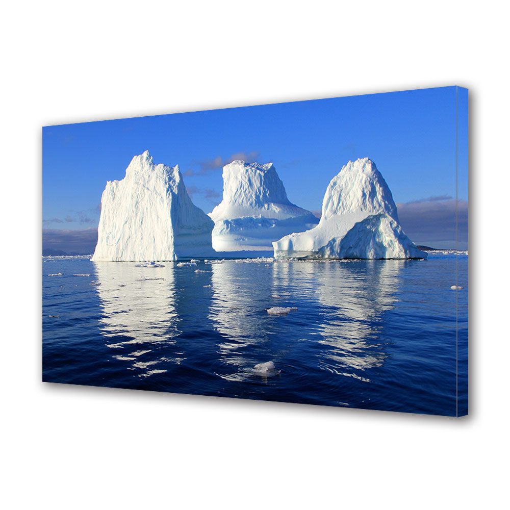 Tablou Canvas Premium ArtDeco, Formatiuni de gheata la suprafata apei, Panza pe cadru de lemn, Decoratiuni Moderne pentru Casa, 80 x 120 cm