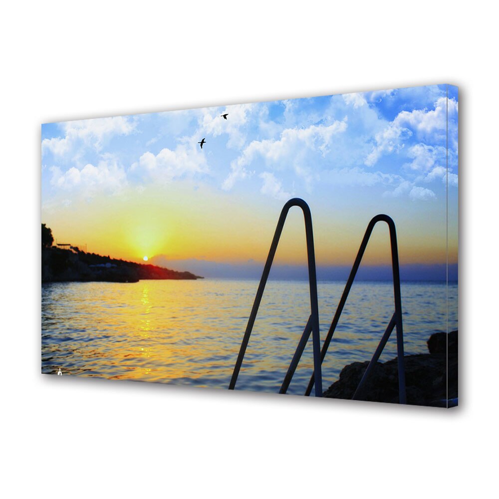 Tablou Canvas Premium ArtDeco, Soare rasarind reflectat in apa marii, Panza pe cadru de lemn, Decoratiuni Moderne pentru Casa, 20 x 30 cm