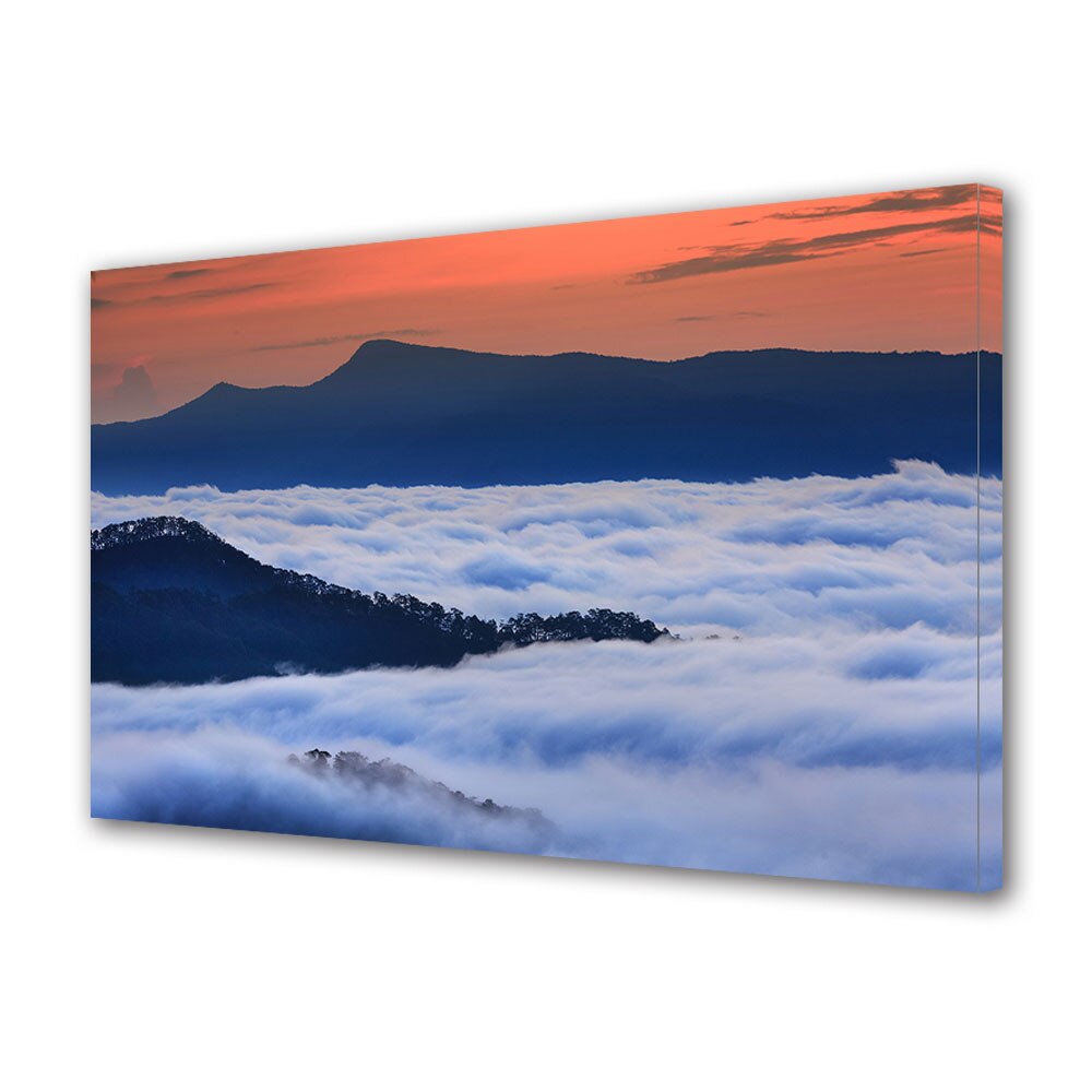 Tablou Canvas Premium ArtDeco, Ocean de nori sub cerul rosiatic, Panza pe cadru de lemn, Decoratiuni Moderne pentru Casa, 20 x 30 cm