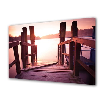 Tablou Canvas Premium ArtDeco, Pod spre lacul limpede, Panza pe cadru de lemn, Decoratiuni Moderne pentru Casa, 50 x 70 cm Tablou Canvas Premium ArtDeco, Pod spre lacul limpede, Panza pe cadru de lemn, Decoratiuni Moderne pentru Casa, 50 x 70 cm
