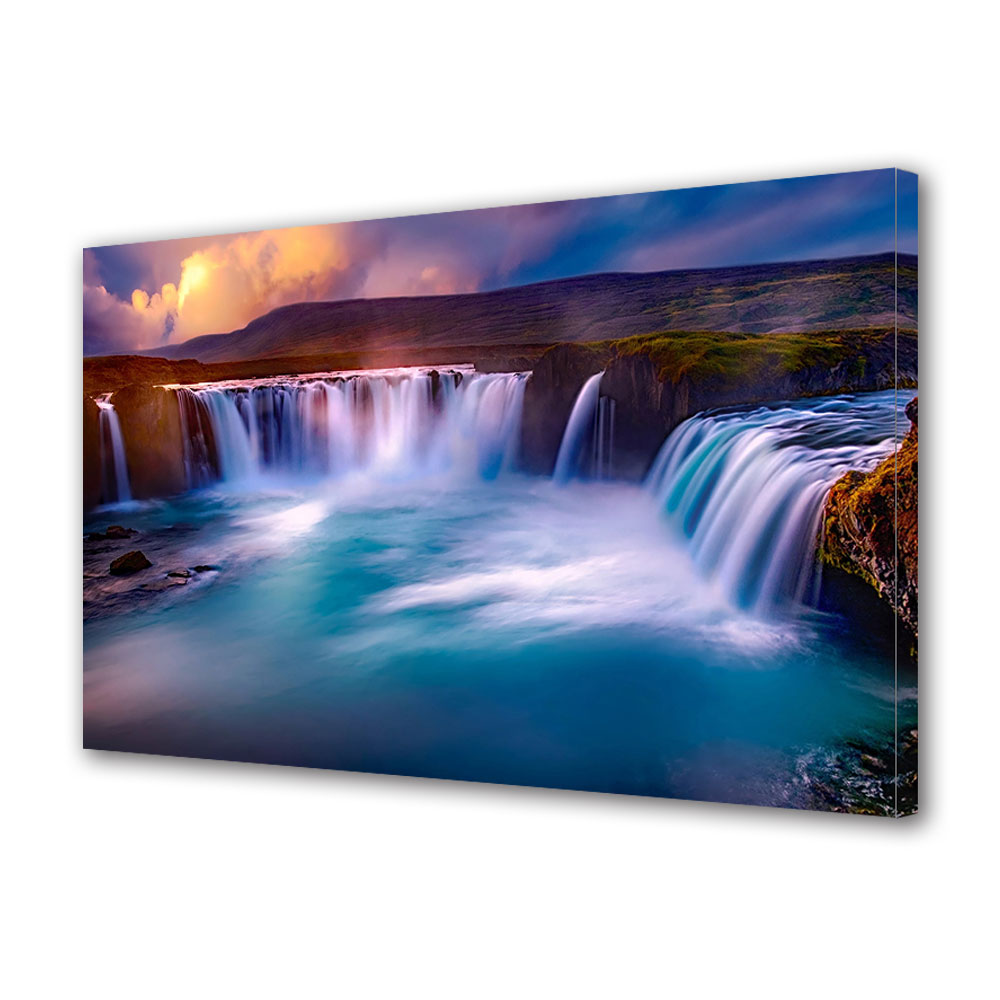 Tablou Canvas Premium ArtDeco, Cascade si nori, Panza pe cadru de lemn, Decoratiuni Moderne pentru Casa, 30 x 45 cm