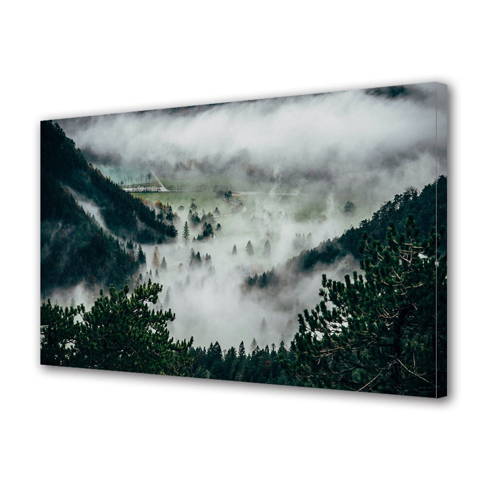 Tablou Canvas Premium ArtDeco, Ceata deasa printre brazi, Panza pe cadru de lemn, Decoratiuni Moderne pentru Casa, 70 x 100 cm