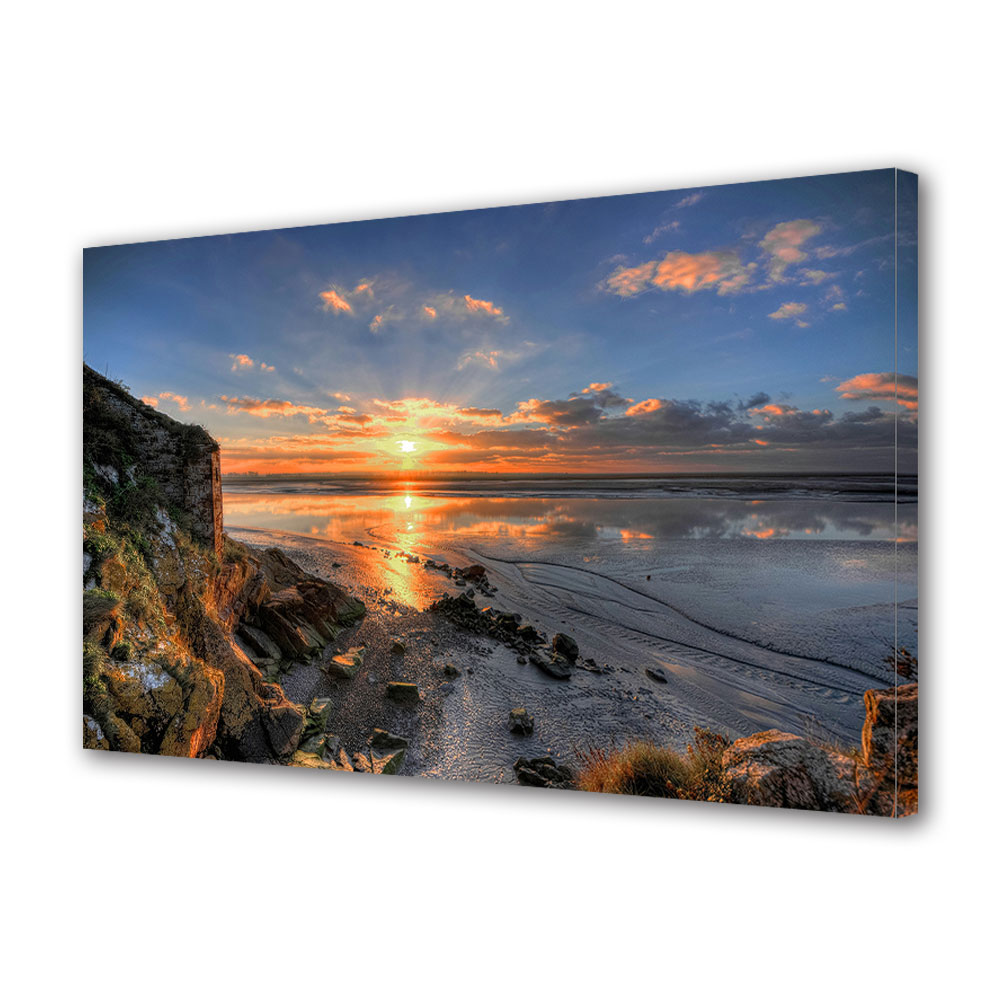 Tablou Canvas Premium ArtDeco, Apus rosiatic pe cerul albastru, Panza pe cadru de lemn, Decoratiuni Moderne pentru Casa, 20 x 30 cm