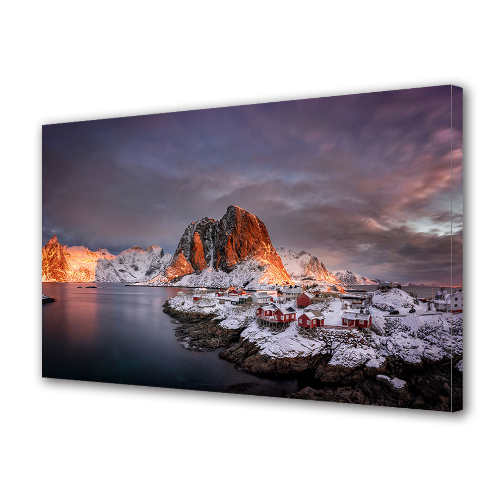 Tablou Canvas Premium ArtDeco, Statiune langa lac, Panza pe cadru de lemn, Decoratiuni Moderne pentru Casa, 50 x 70 cm