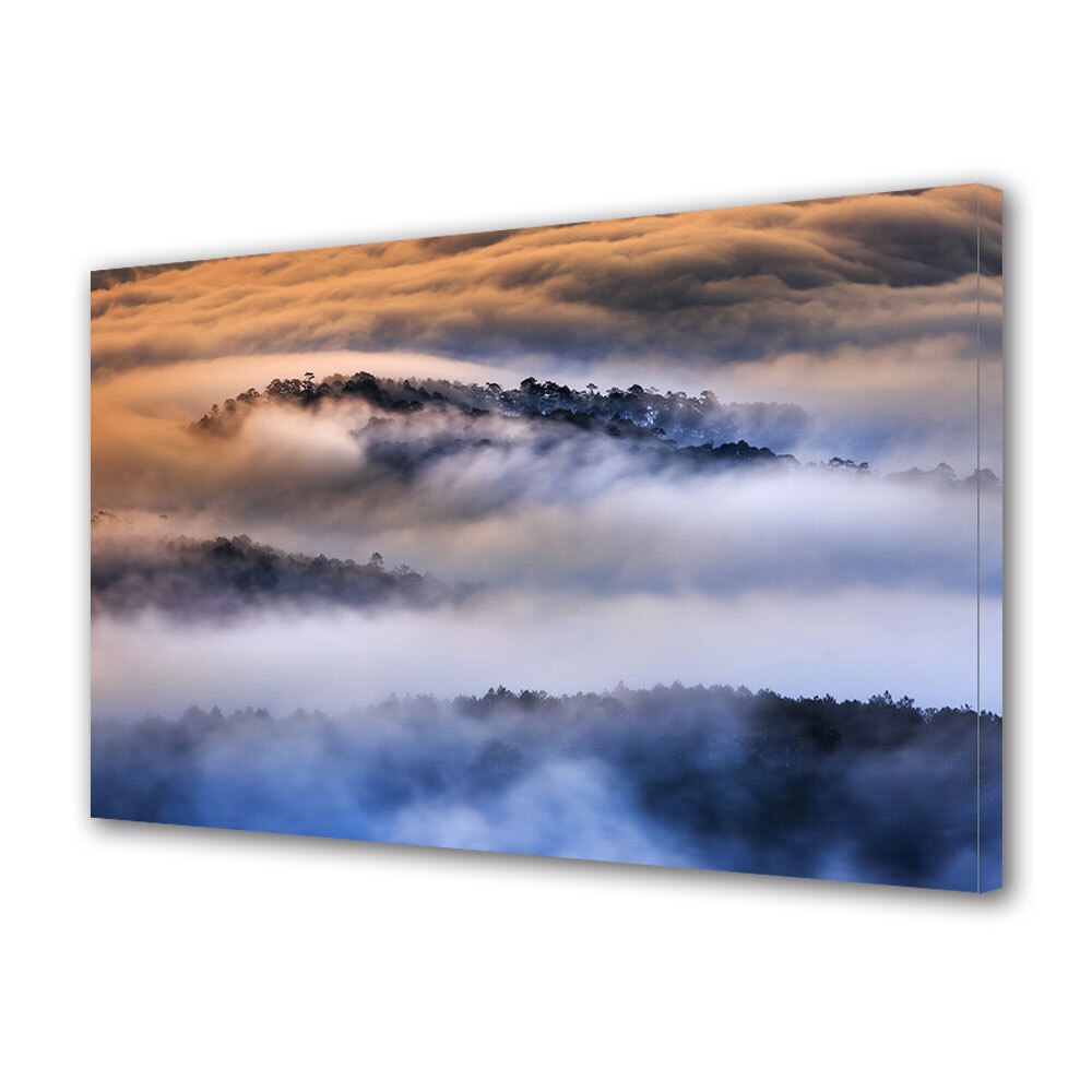 Tablou Canvas Premium ArtDeco, Ceata si nori , Panza pe cadru de lemn, Decoratiuni Moderne pentru Casa, 70 x 100 cm