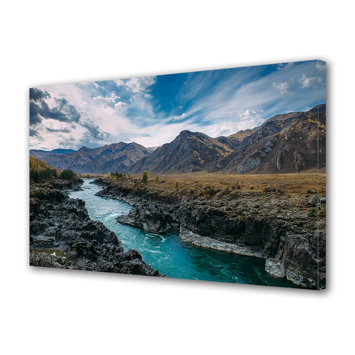 Tablou Canvas Fosforescent, Luminos in Intuneric, Premium, Art Star, Rau rapid, Peisaje, Panza pe cadru de lemn, Decoratiuni Moderne pentru Casa, 20 x 30 cm