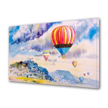 Tablou Canvas Premium ArtDeco, Baloane cu aer cald pictate, Panza pe cadru de lemn, Decoratiuni Moderne pentru Casa, 30 x 45 cm Tablou Canvas Premium ArtDeco, Baloane cu aer cald pictate, Panza pe cadru de lemn, Decoratiuni Moderne pentru Casa, 30 x 45 cm