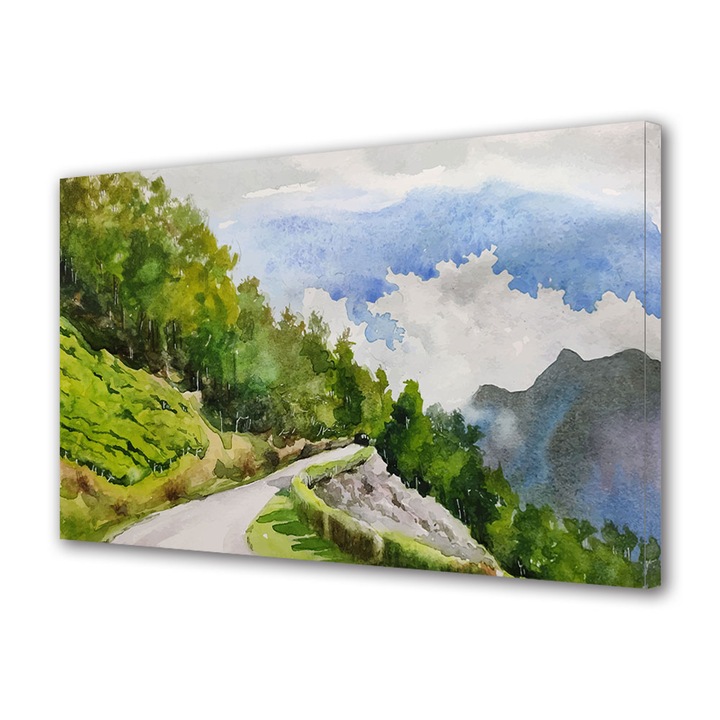 Tablou Canvas Premium ArtDeco, Drum catre munte, Panza pe cadru de lemn, Decoratiuni Moderne pentru Casa, 80 x 120 cm