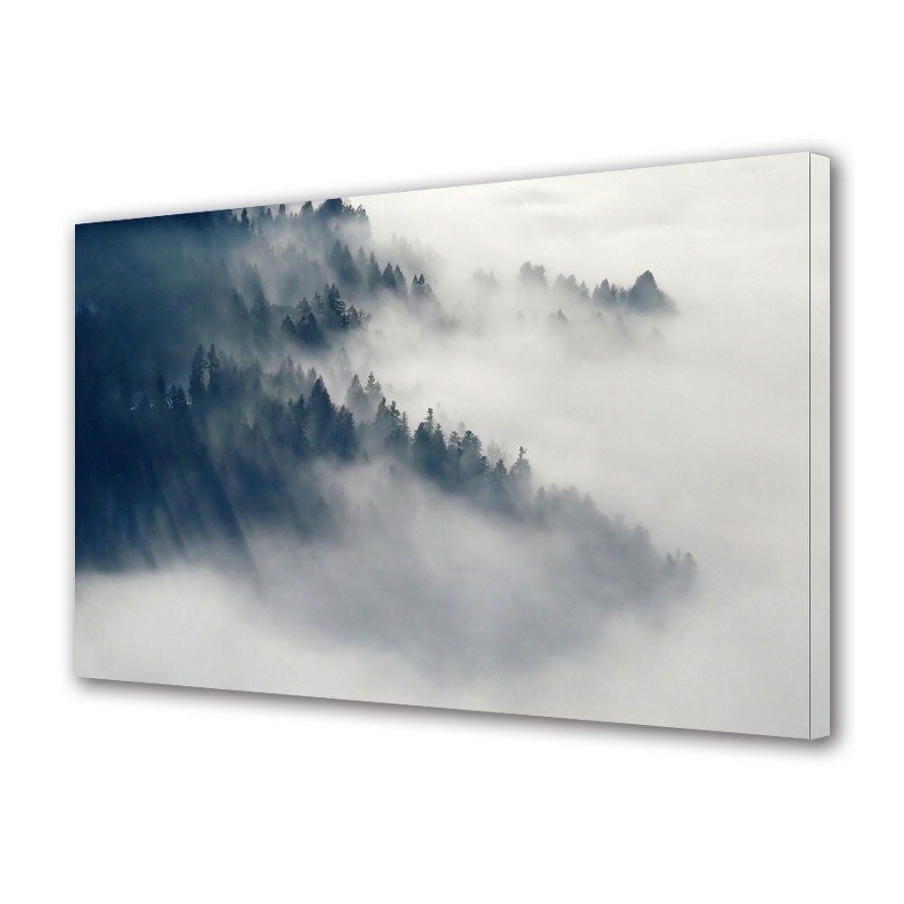 Tablou Canvas Premium ArtDeco, Padure de brazi incetosata la munte, Panza pe cadru de lemn, Decoratiuni Moderne pentru Casa, 20 x 30 cm