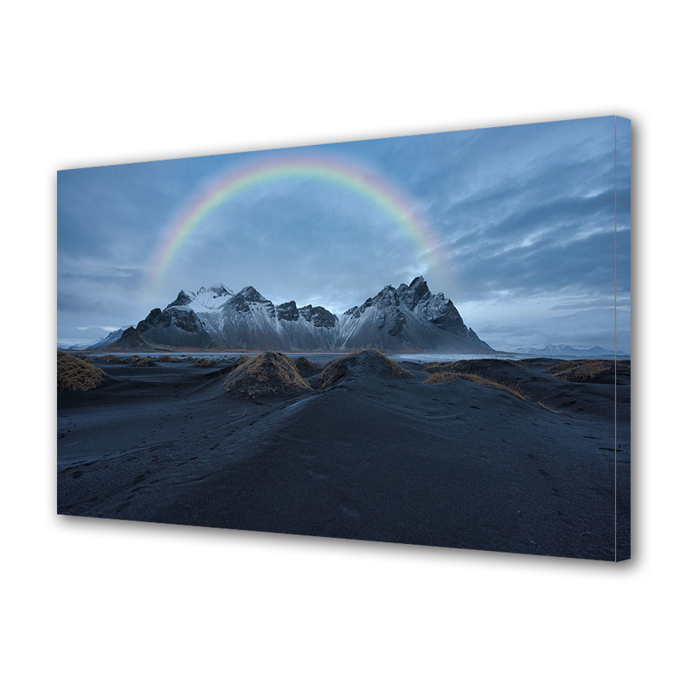 Tablou Canvas Premium ArtDeco, Curcubeu la munte, Panza pe cadru de lemn, Decoratiuni Moderne pentru Casa, 50 x 70 cm