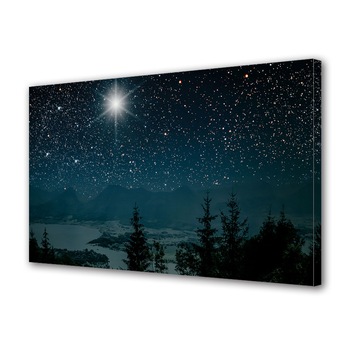 Tablou Canvas Premium ArtDeco, Luceafar printre stele, Panza pe cadru de lemn, Decoratiuni Moderne pentru Casa, 70 x 100 cm Tablou Canvas Premium ArtDeco, Luceafar printre stele, Panza pe cadru de lemn, Decoratiuni Moderne pentru Casa, 70 x 100 cm