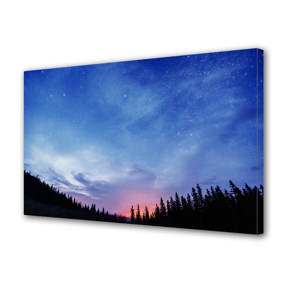 Tablou Canvas Premium ArtDeco, Cer albastru presarat cu stele, Panza pe cadru de lemn, Decoratiuni Moderne pentru Casa, 80 x 120 cm