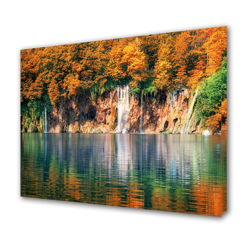 Tablou Canvas Premium ArtDeco, Cascade de toamna, Panza pe cadru de lemn, Decoratiuni Moderne pentru Casa, 80 x 120 cm