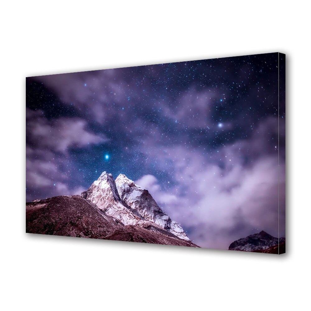 Tablou Canvas Premium ArtDeco, Stele si nori violet, Panza pe cadru de lemn, Decoratiuni Moderne pentru Casa, 70 x 100 cm