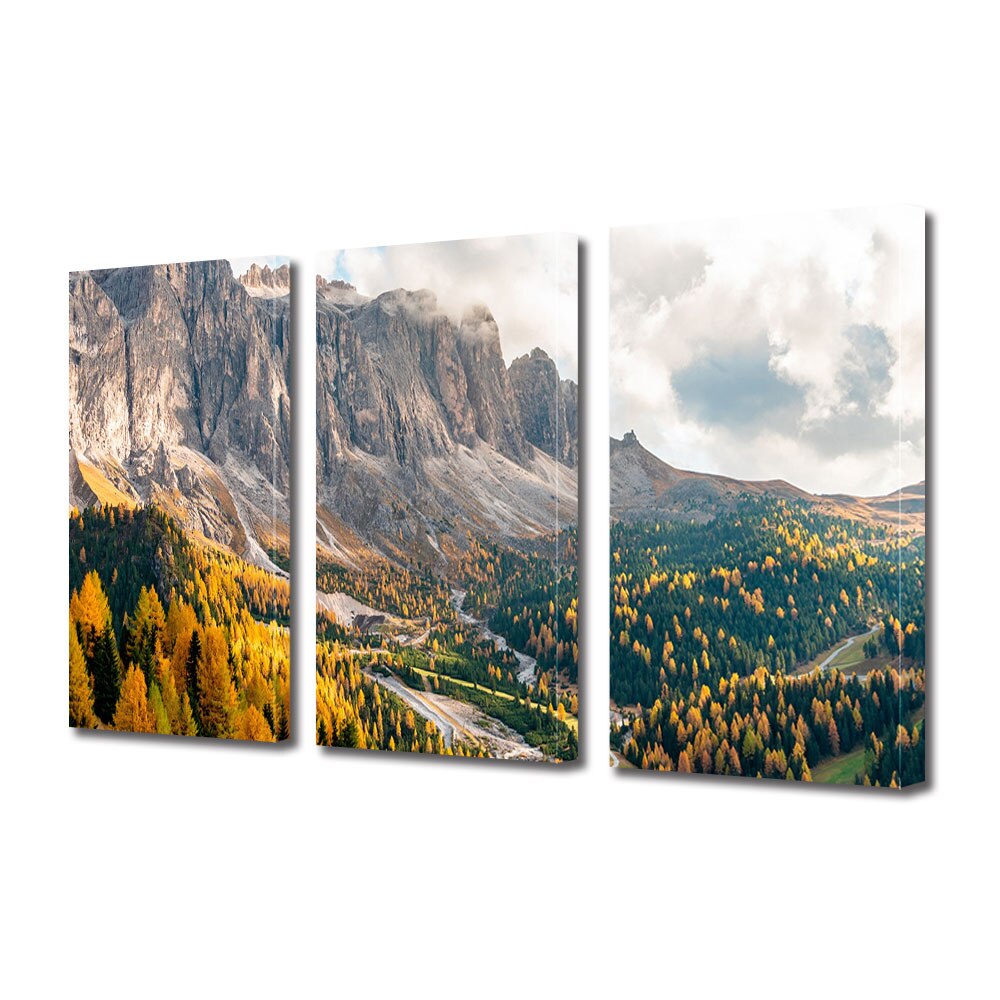 Set Tablouri Multicanvas 3 piese ArtDeco, Peisaj de poveste, Panza pe cadru de lemn, Decoratiuni Moderne pentru Casa, 3 x 70 x 100 cm