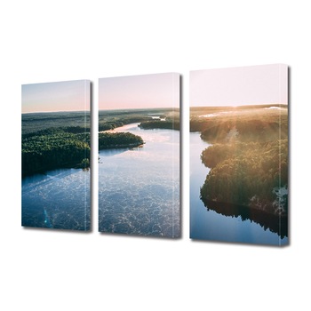 Set Tablouri Multicanvas 3 piese ArtDeco, Rau la lumina blanda a soarelui, Panza pe cadru de lemn, Decoratiuni Moderne pentru Casa, 3 x 20 x 30 cm Set Tablouri Multicanvas 3 piese ArtDeco, Rau la lumina blanda a soarelui, Panza pe cadru de lemn, Decoratiuni Moderne pentru Casa, 3 x 20 x 30 cm